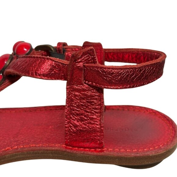 Sigerson Morrison Red Beaded Leather Sandals – Size 8.5 - Picture 12 of 13